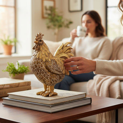 Kogut brązowo złoty dekoracyjna figurka wielkanocna 26,5 cm