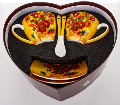Kpl. 2 Filiżanki 2 Talerzyki 2 Łyżeczki porcelana wielokolorowy