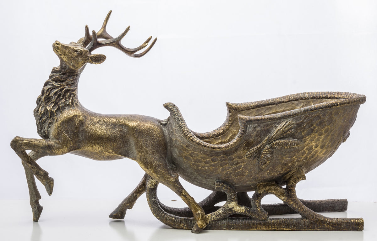 Figurka świąteczna jeleń złoty tworzywo sztuczne 26x48x14 cm Antique