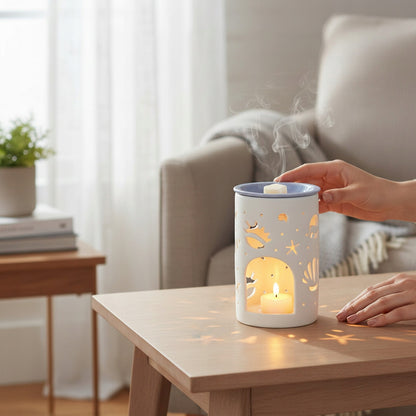 Kominek zapachowy porcelanowy biały podgrzewacz do olejków wosku 13,5 cm