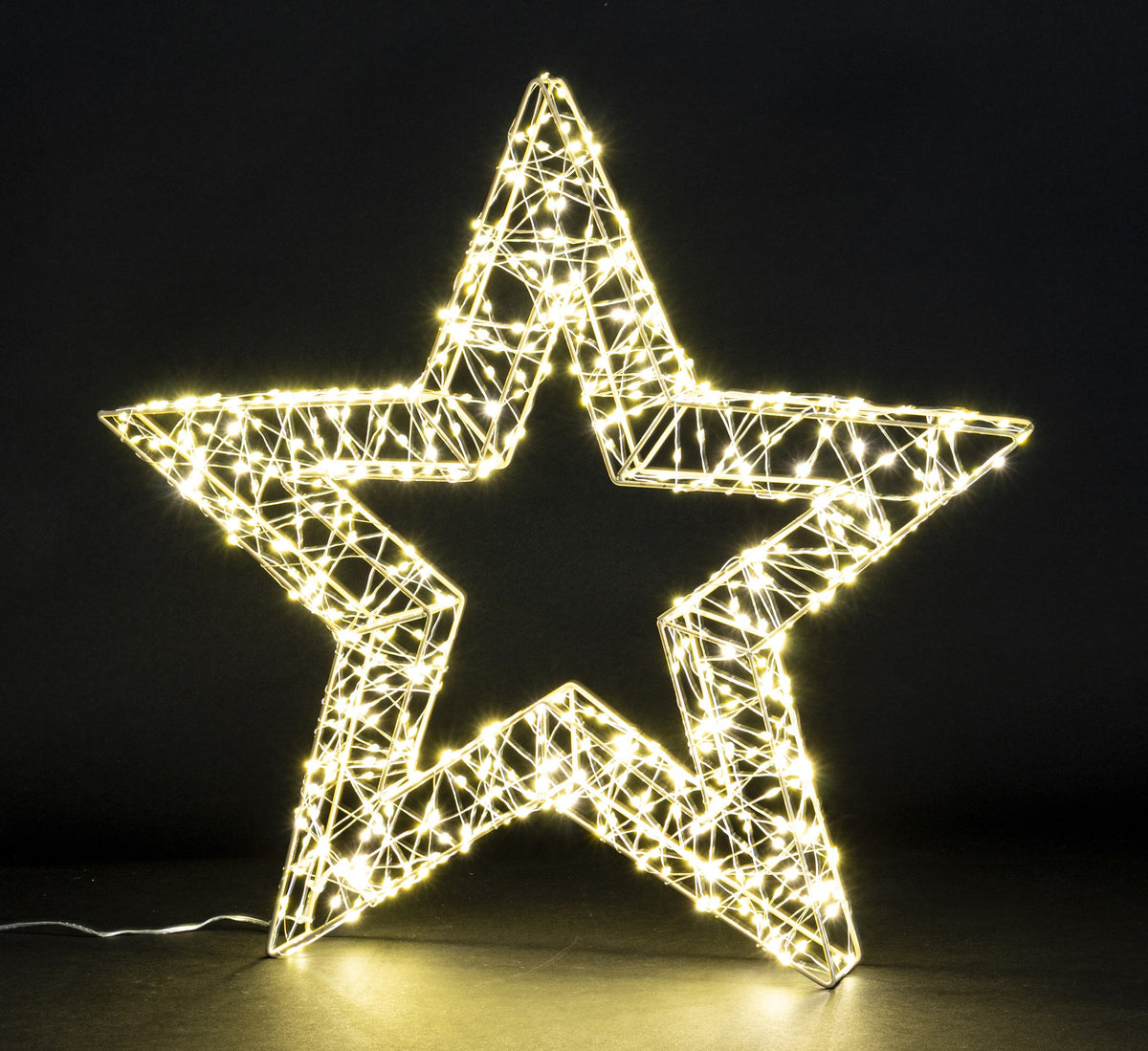 Ozdoba świąteczna LED Gwiazda czarny metal 57x60x7,5 dł. kabla 290 cm