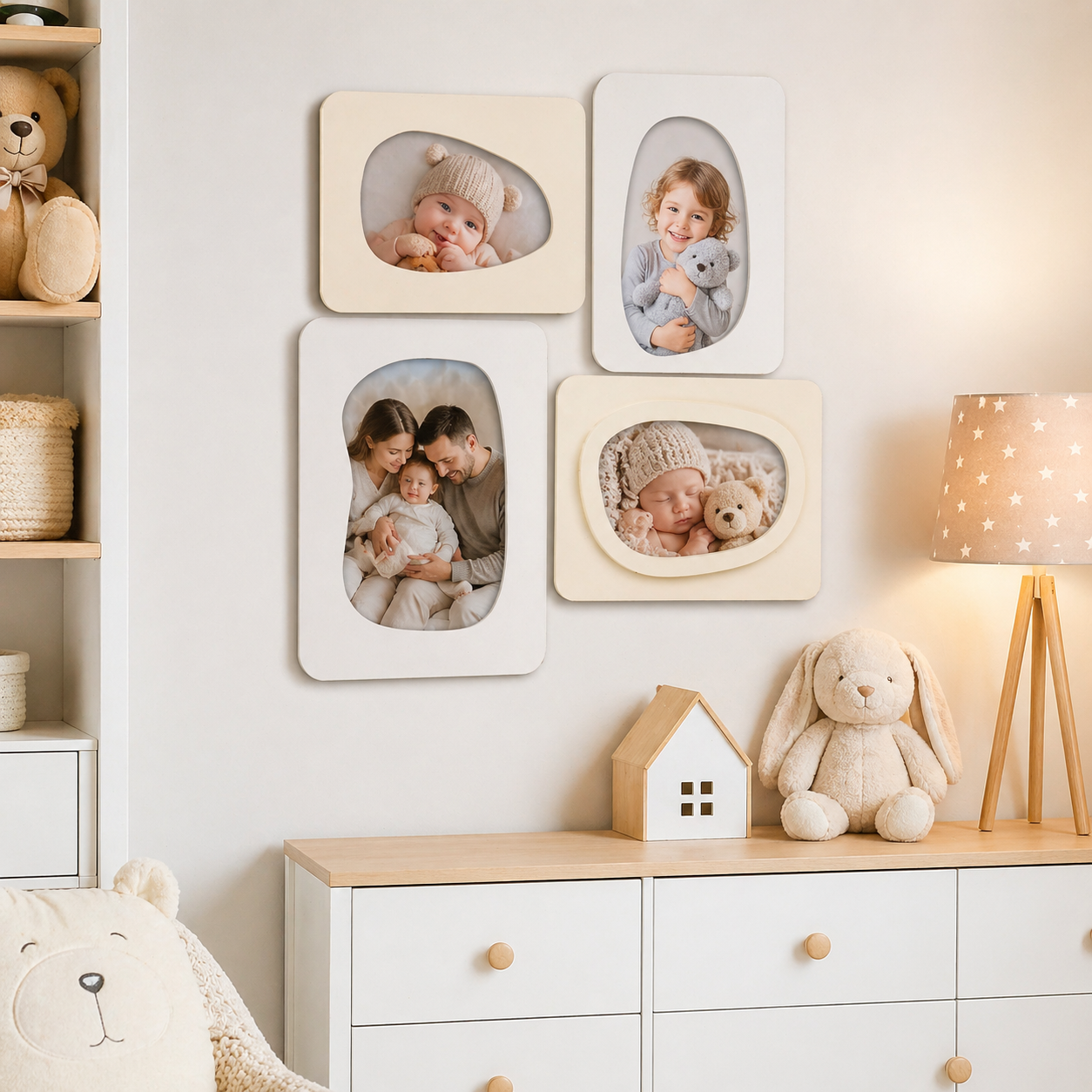 RAMKA NA 4 ZDJĘCIA 10x15 kolaż multiramka ELEGANCKA GLAMOUR BEŻOWA