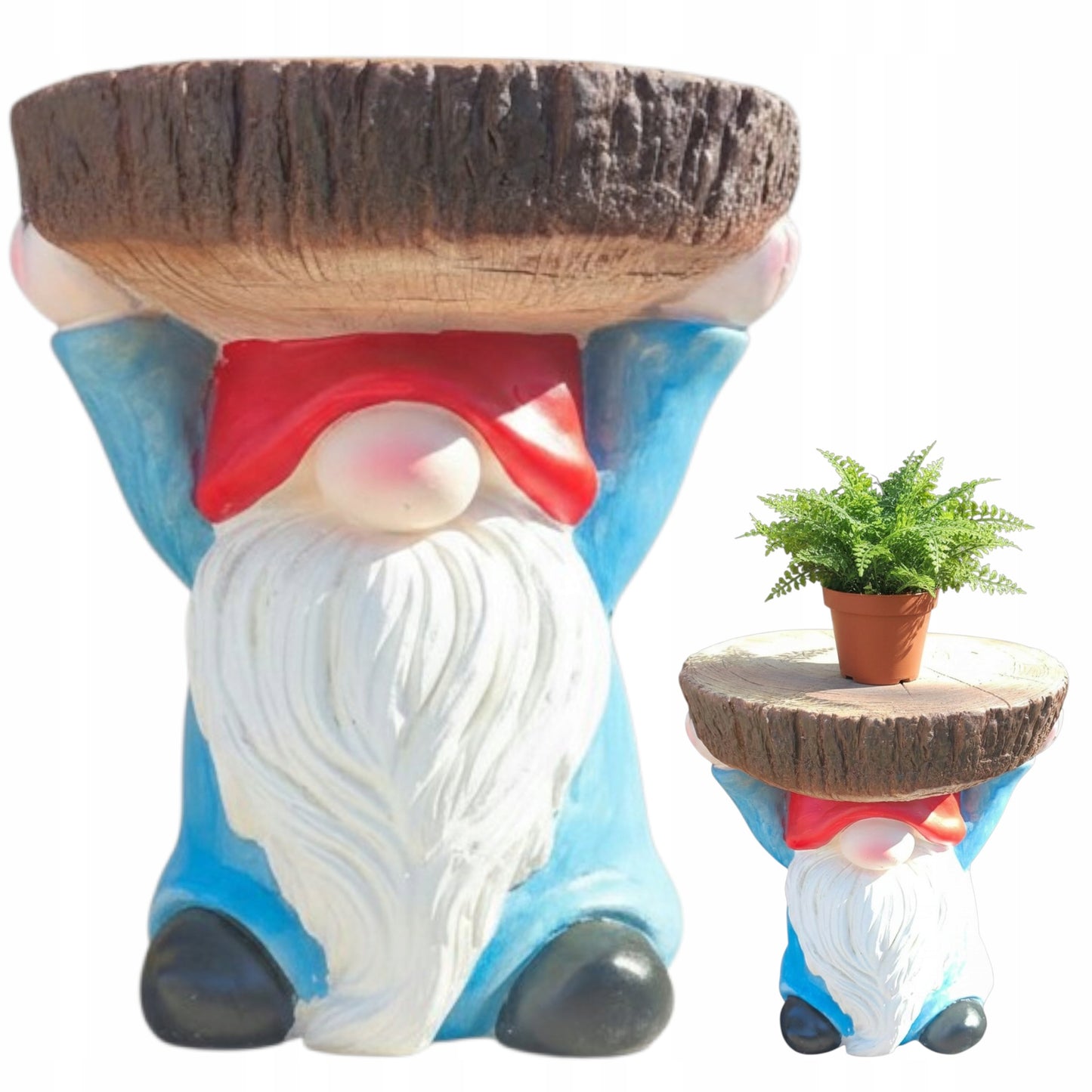 Skrzat krasnal figurka ogrodowa kwietnik stojak na kwiaty 31 cm