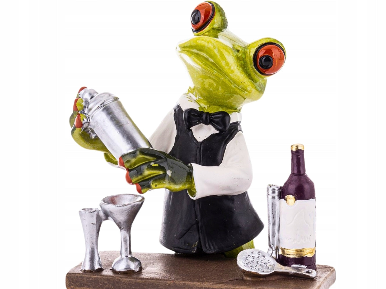 Ozdobna Figurka żabka Żaba Barman z shakerem do drinków