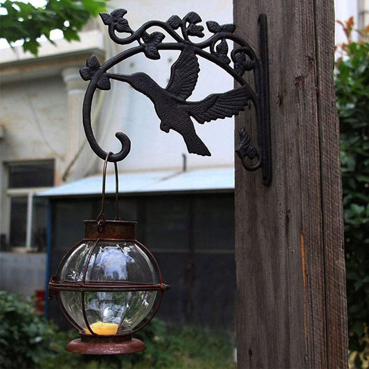 wieszak na doniczkę lampion hak żeliwny rustykalny ogrodowa dekoracja