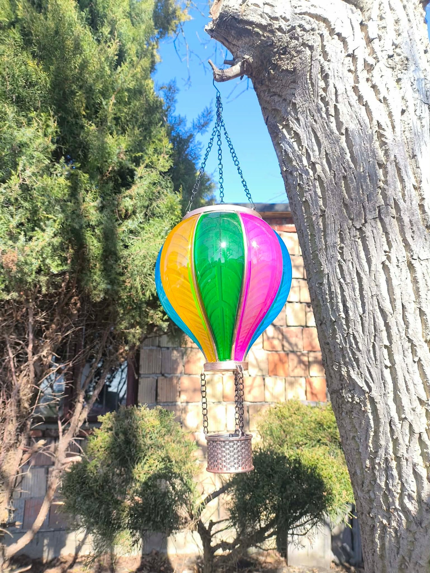 Lampa dekoracyjna solarna balon płomyk led czujnik zmierzchu 19x62 cm