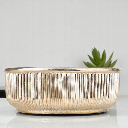 Osłonka 10 x 26 cm ceramiczna złota okrągła doniczka misa