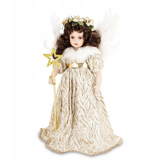Figurka lalka kolekcjonerska figurka porcelanowa 50x29x26 świąteczna Anioł