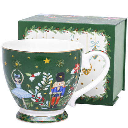 Kubek porcelana 380 ml świąteczny porcelanowy zielony prezent na mikołajki