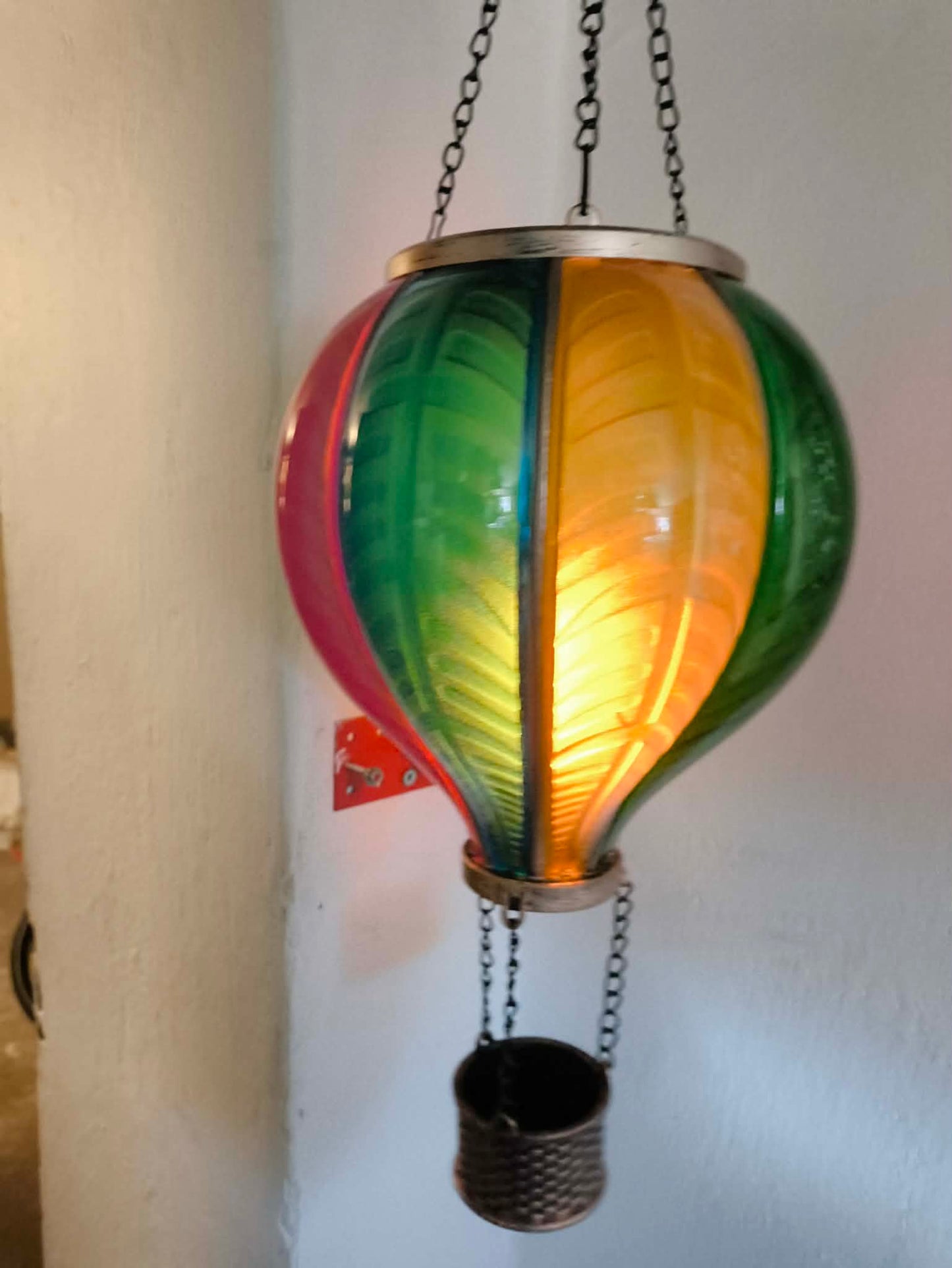 Lampa dekoracyjna solarna balon płomyk led czujnik zmierzchu 19x62 cm