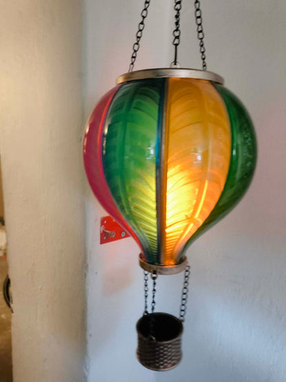 Lampa dekoracyjna solarna balon płomyk led czujnik zmierzchu 19x62 cm