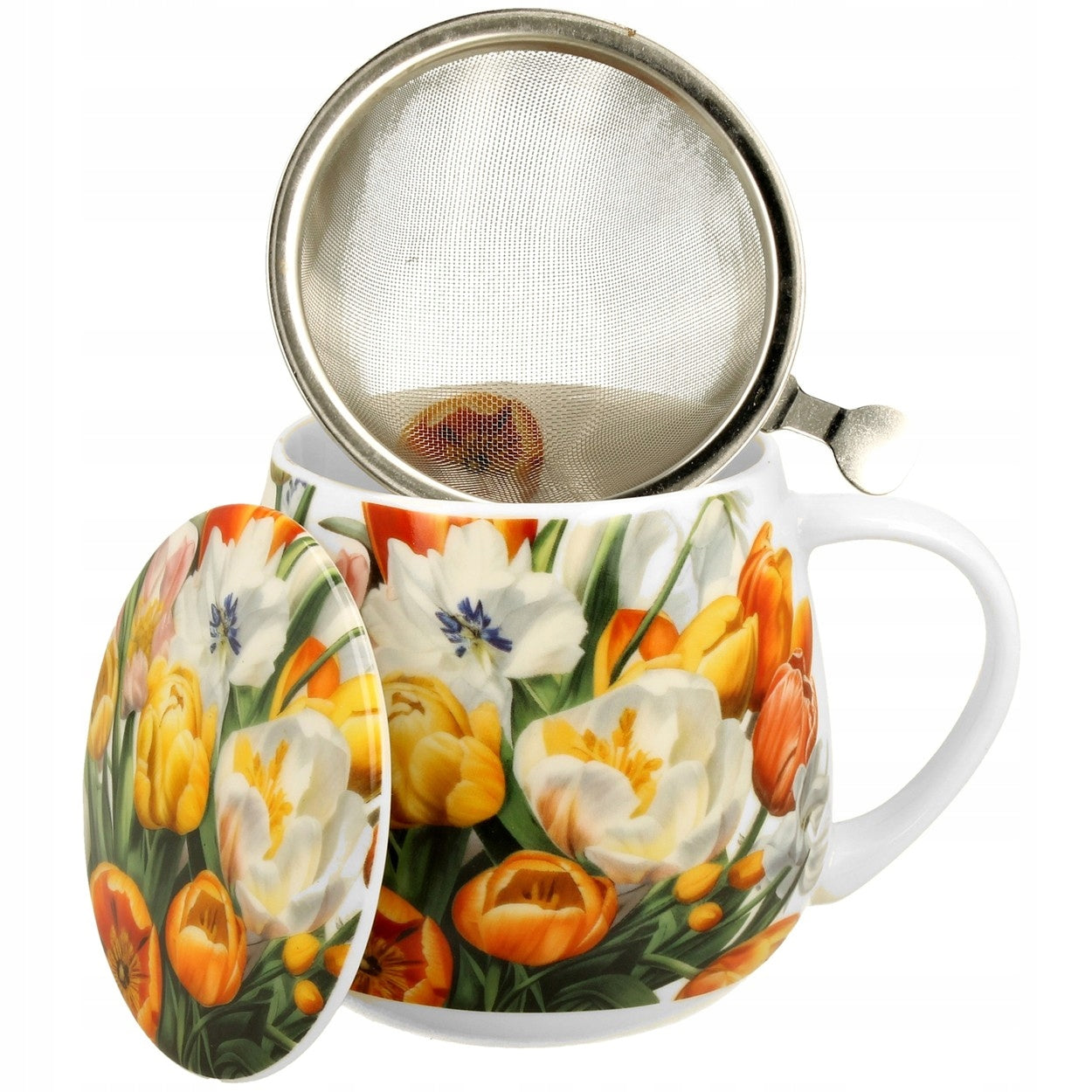 Kubek zaparzacz baryłka w pudełku porcelana 430 ml na prezent