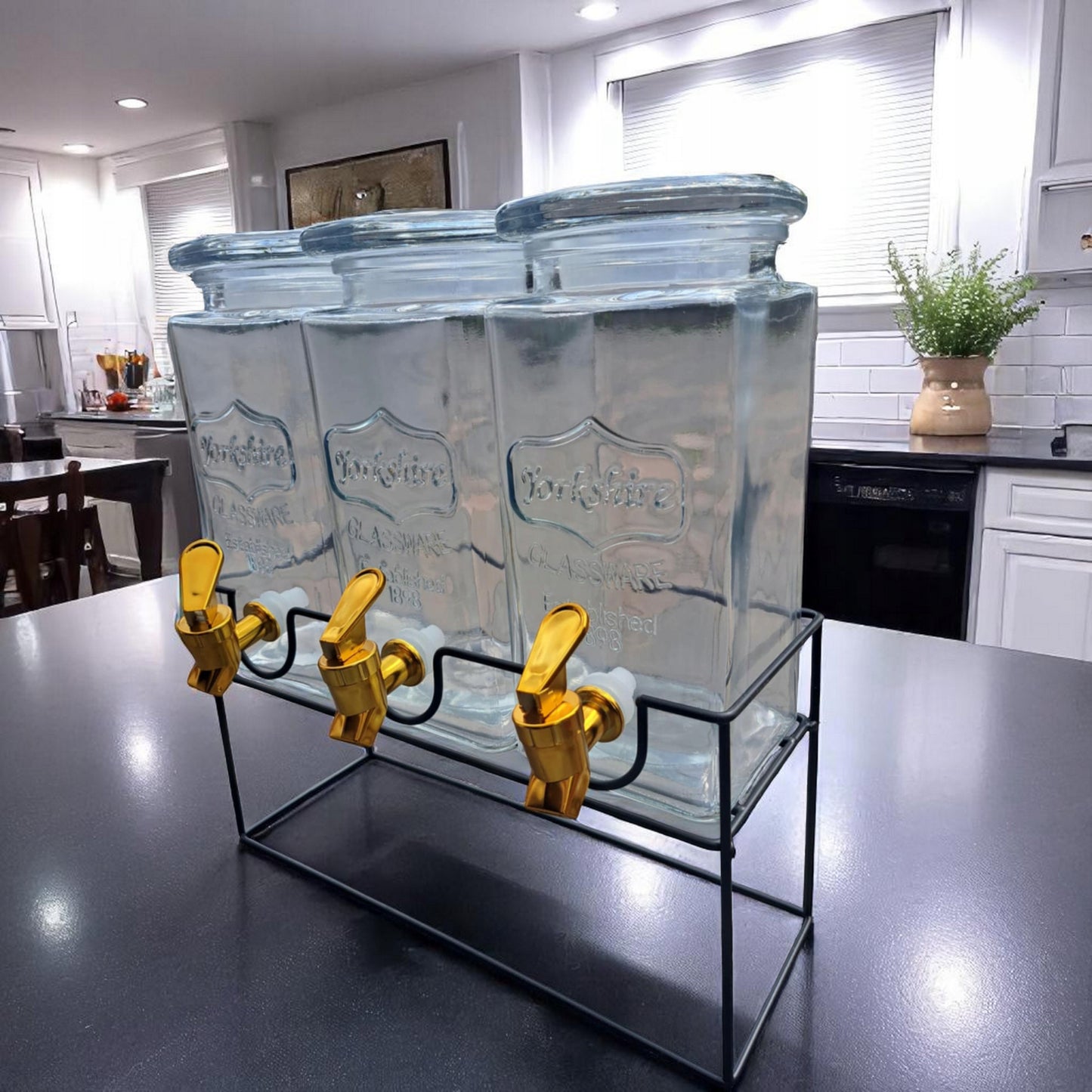 Komplet słoików z kranikiem 3x1,5L dozownik dystrybutor do lemoniady, soku