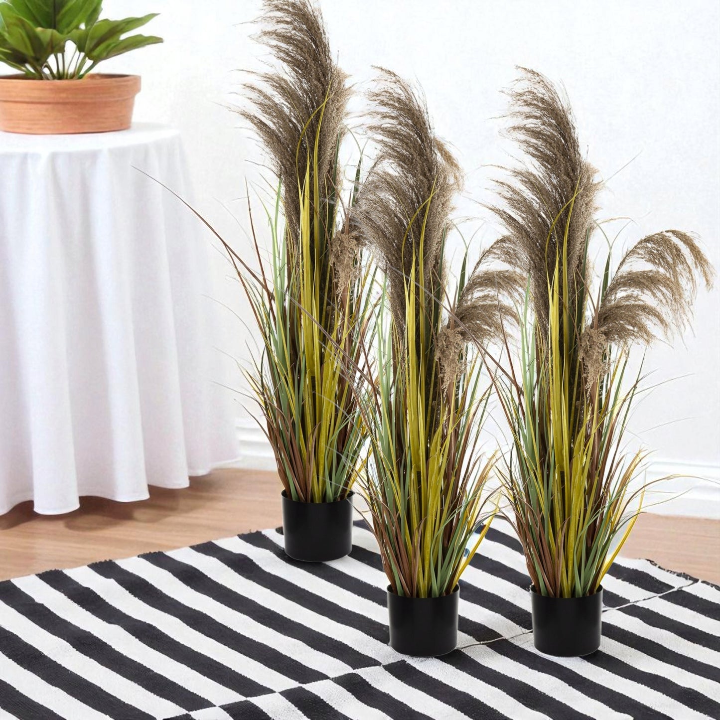 Elegancka wysoka Trawa Pampasowa Sztuczna 120 cm Roślina Ozdobna Doniczka