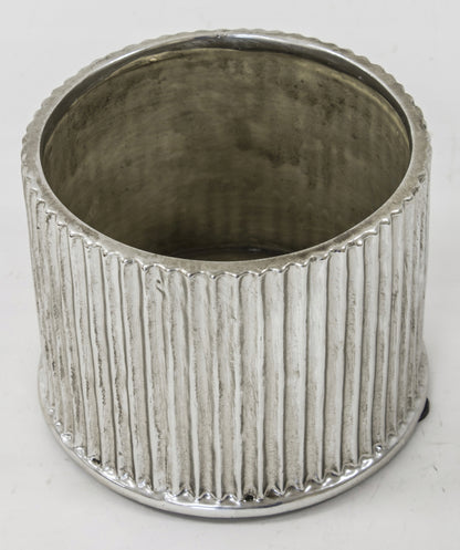 Osłonka ceramiczna srebrna doniczka okrągła średnia 15x16x16