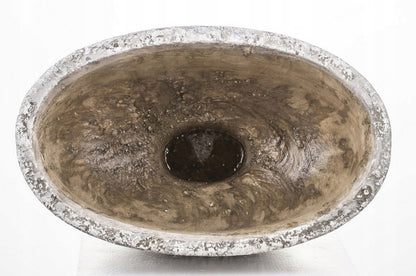 Osłonka betonowa owalna na kwiaty zioła 15 x 16 cm beton