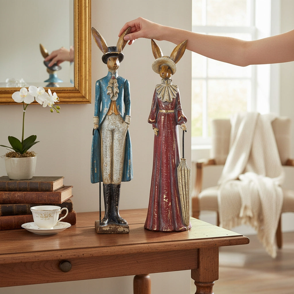 2 szt Pan i Pani Królik figurka wielkanocna duża 39 cm zając wielkanocny