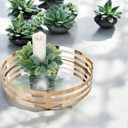 Taca lustrzana złota dekoracyjna glamour Patera 25 cm podstawka