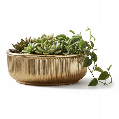 Osłonka 10 x 26 cm ceramiczna złota okrągła doniczka misa
