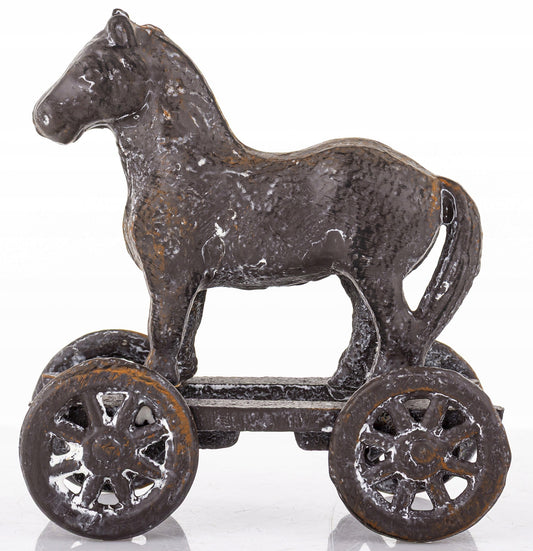 Figurka Metalowa Koń na Kółkach Vintage Loft Retro 13,5cm żeliwny dekoracja