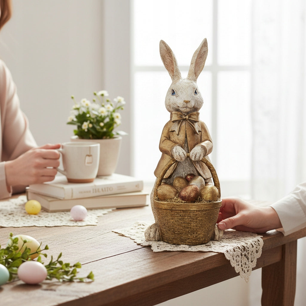Figurka Królik koszyczek pisanki Dekoracja XXL 50cm ozdoba Stołu zając