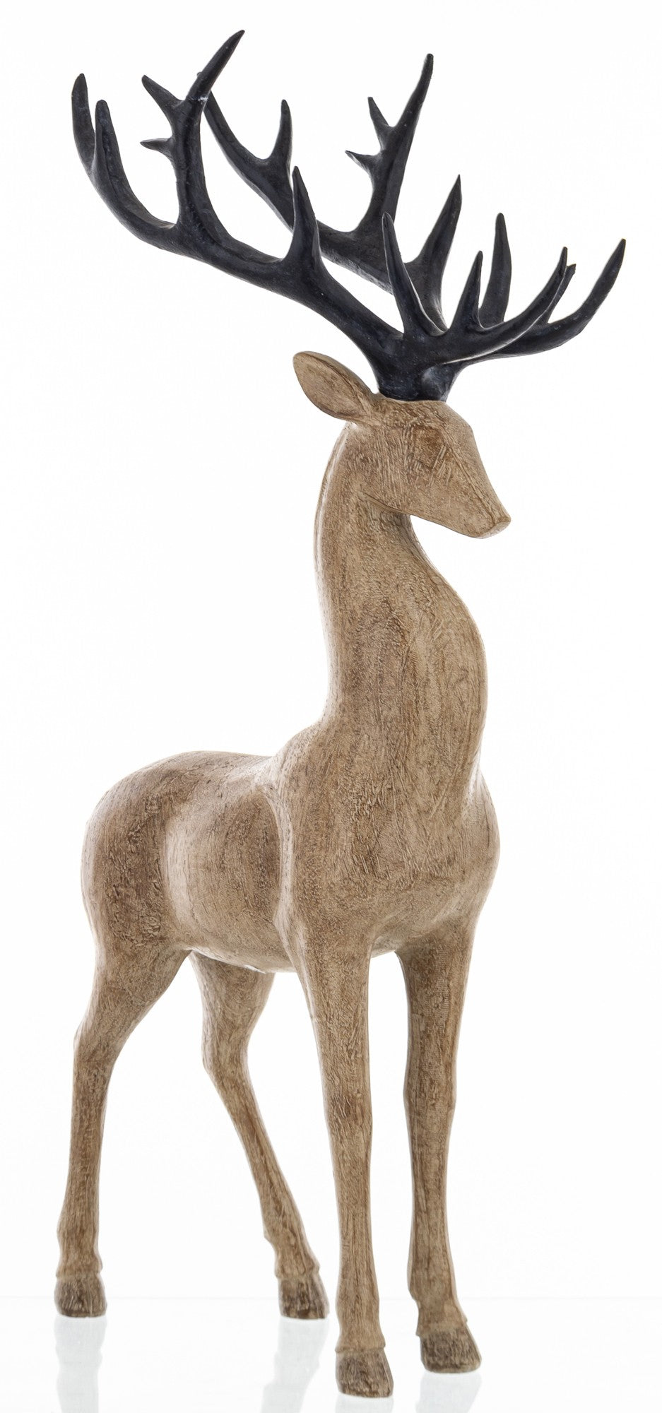 Figurka świąteczna renifer brązowy, czarny tworzywo sztuczne 46x28x12,5 cm
