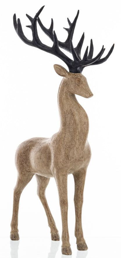 Figurka świąteczna renifer brązowy, czarny tworzywo sztuczne 46x28x12,5 cm