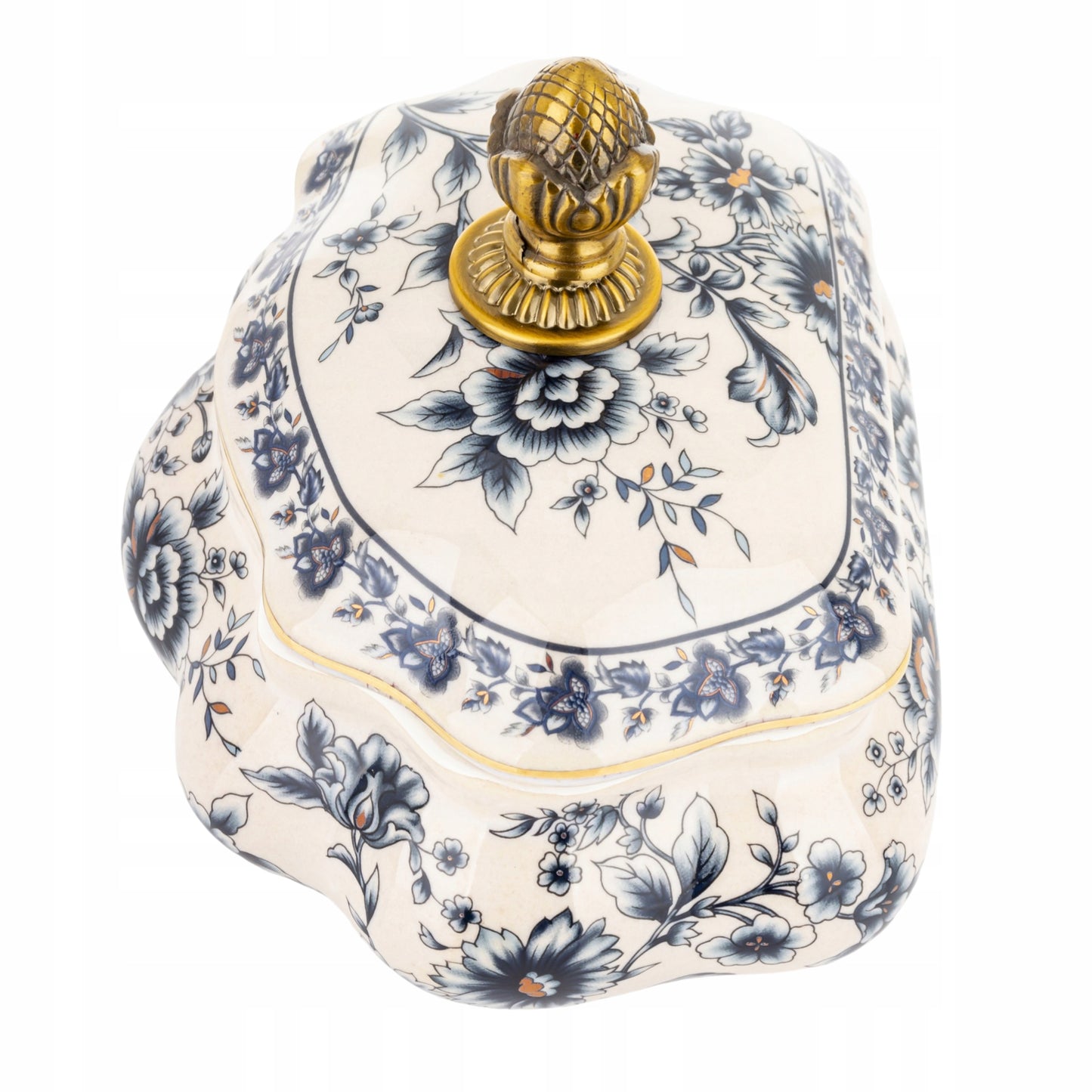 Pojemnik ceramiczny Szkatułka na biżuterię postarzany puzderko retro złoty