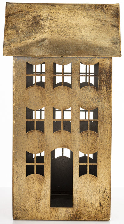 Figurka świąteczna Dekoracja Metalowa Domek złoty 35x18,5x16,5