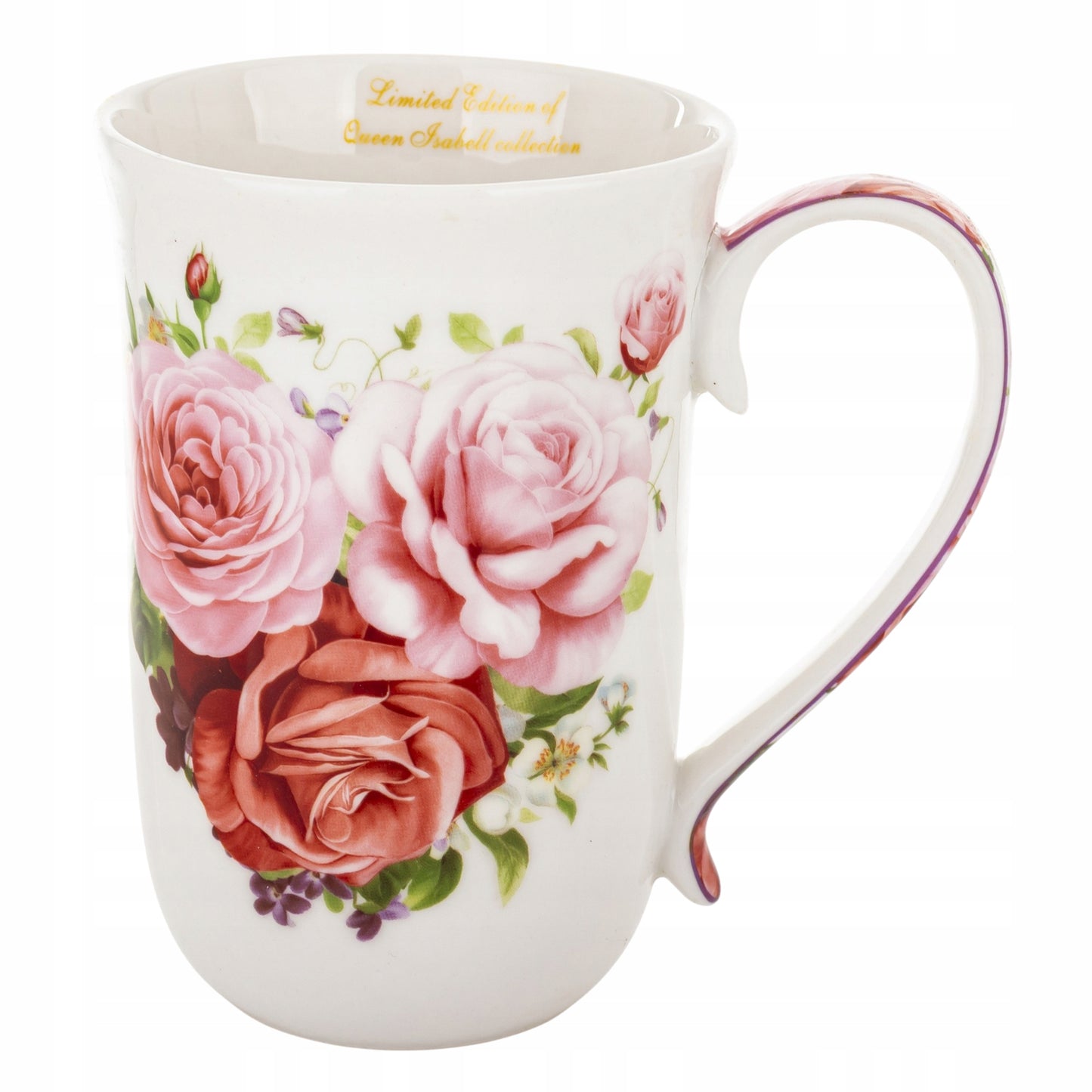 Kubek porcelanowy 400 ml w róże elegancki kubek kwiatowy prezent w pudełku