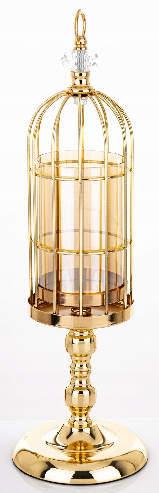 Złoty Świecznik metalowy unikalny glamour klatka dekoracyjna duży 52 cm