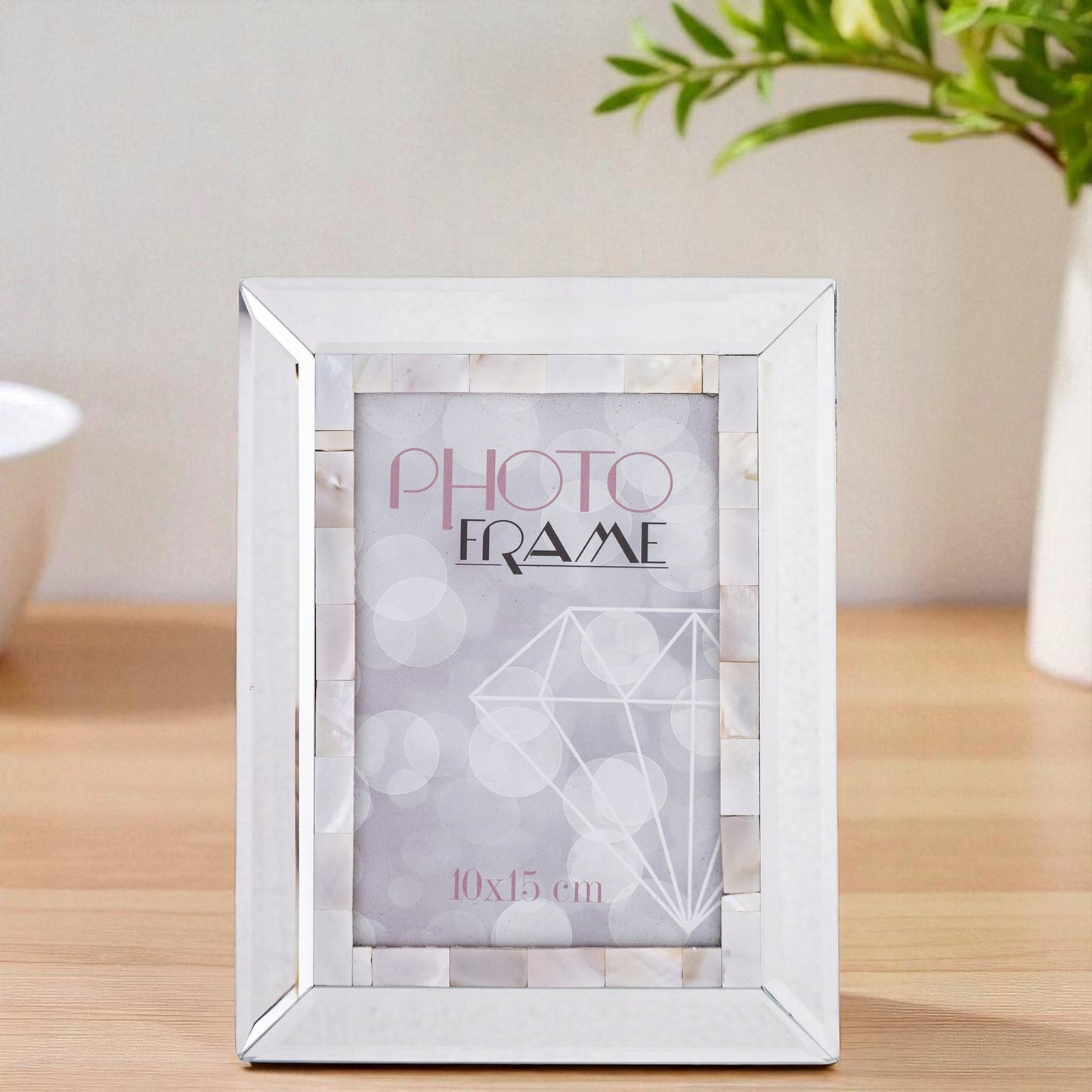 Ramka na zdjęcie 10 x 15 lustrzana perłowa glamour stawiana premium zdjęcia