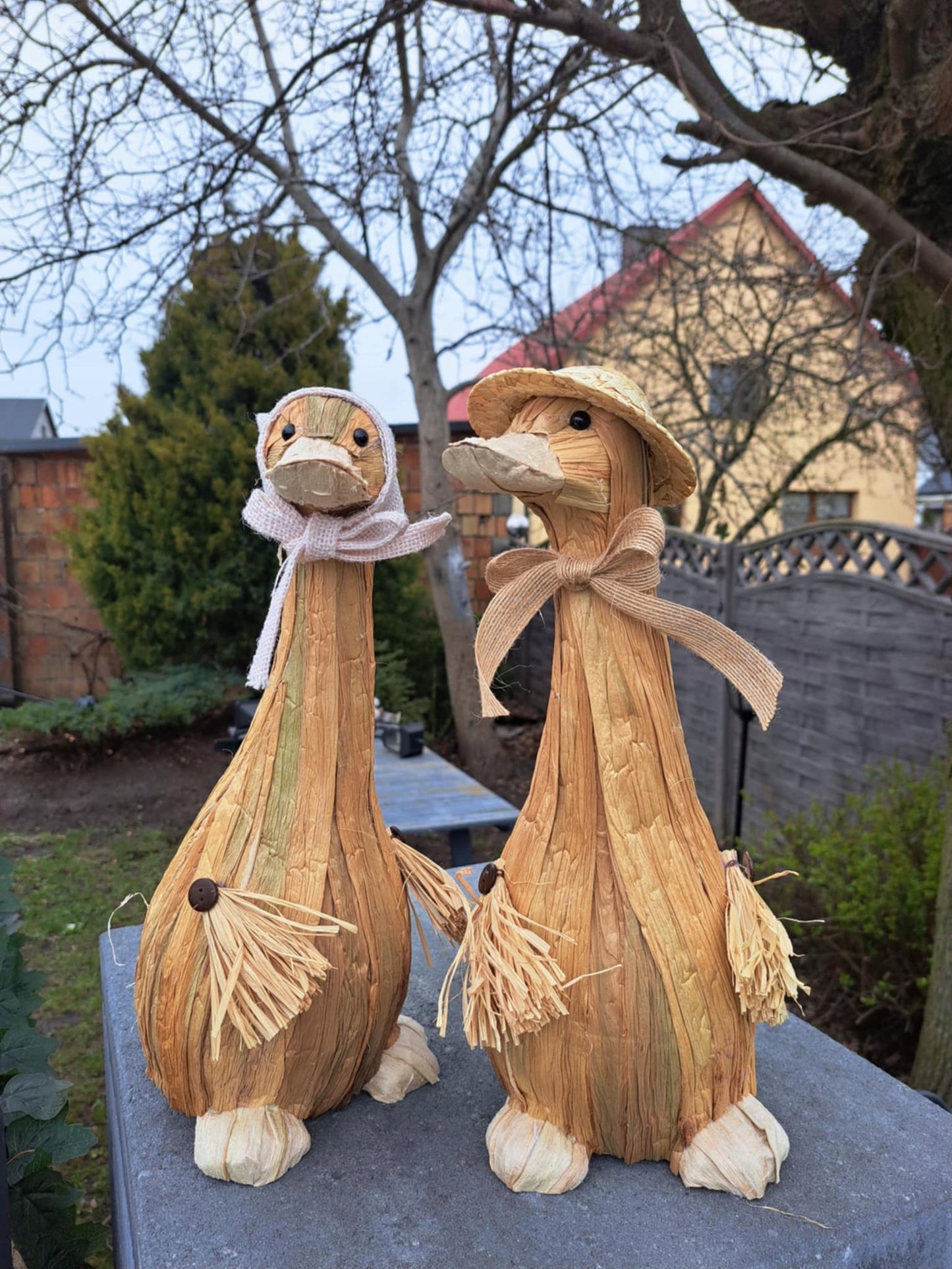 2x Figurka wielkanocna kaczka 38 cm duże wiejska rustykalna gąski komplet