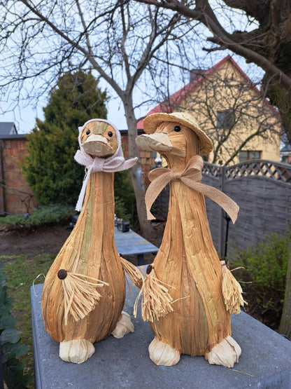 2x Figurka wielkanocna kaczka 38 cm duże wiejska rustykalna gąski komplet