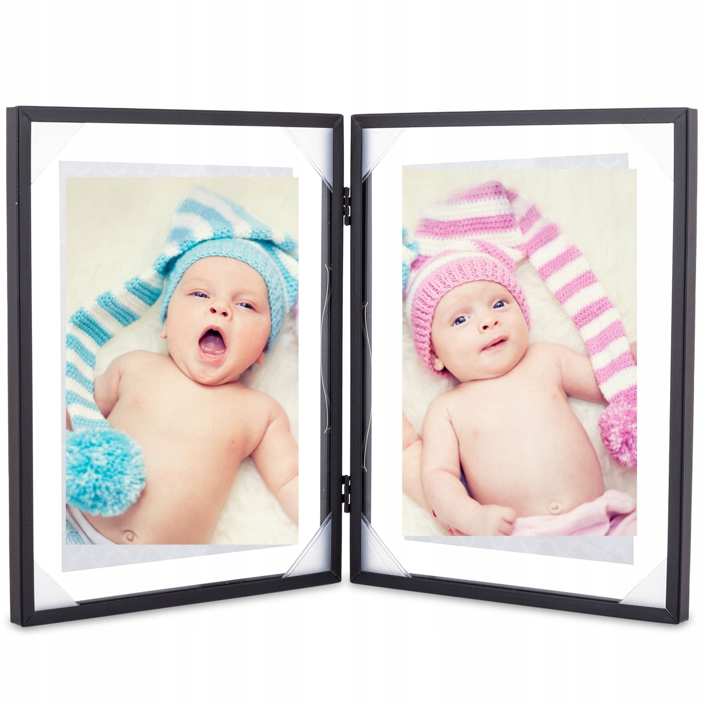 Ramka na Zdjęcie podwójna czarna float 10x15 cm na 2 zdjęcia pływająca loft