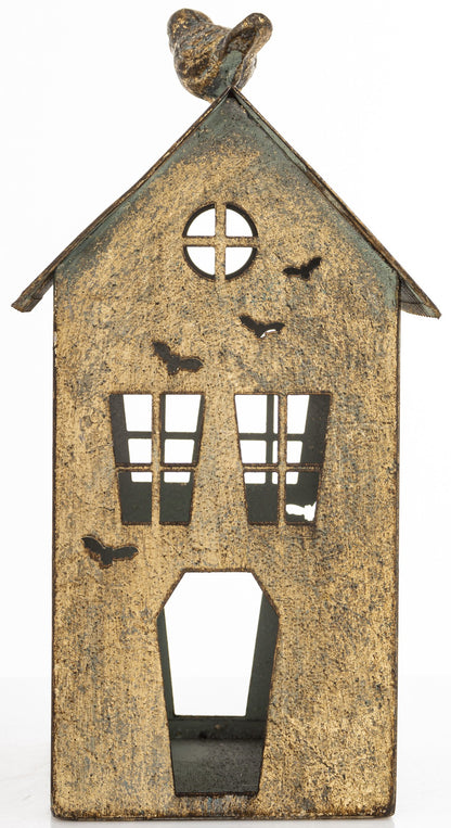 Figurka świąteczna Dekoracja Metalowa Domek złoty 23x12x12