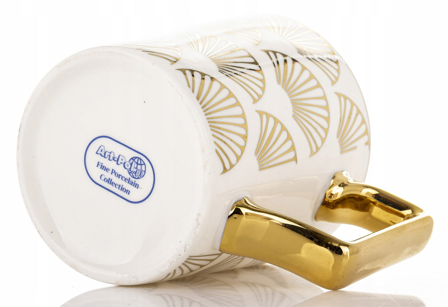 Porcelanowy Kubek elegancki złote ucho 310ml