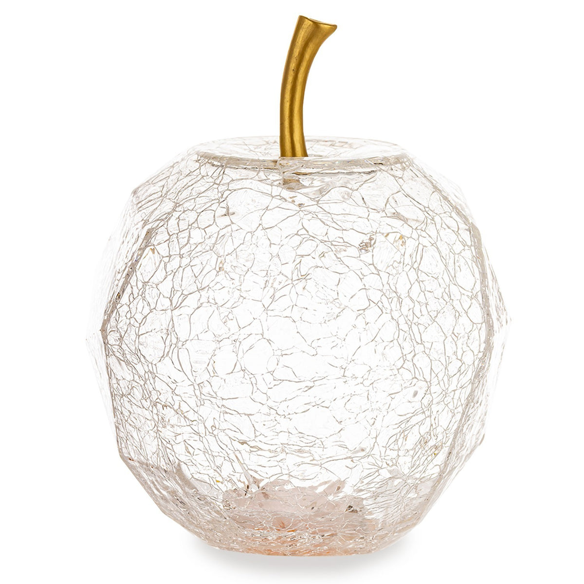 Ozdoba szklana jabłko LED przeźroczysty szkło 19x14x14 cm