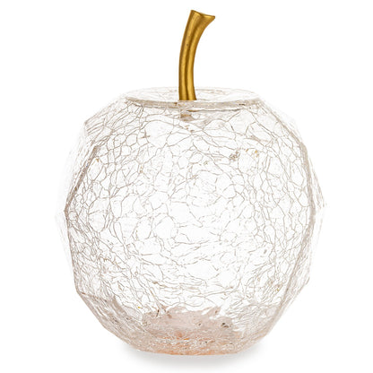 Ozdoba szklana jabłko LED przeźroczysty szkło 19x14x14 cm