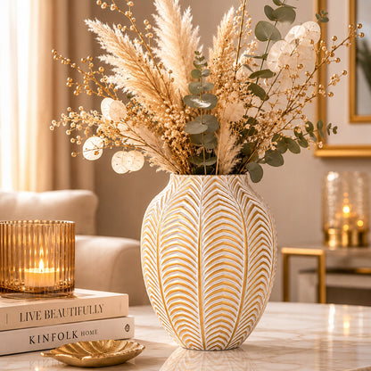 Duży wazon dekoracyjny biało-złoty styl glamour, modern classic, premium