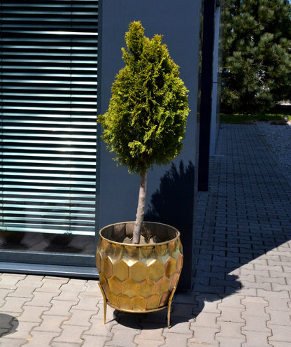 Osłonka na nóżkach donica doniczka 35,5 x 30 cm metalowa złota