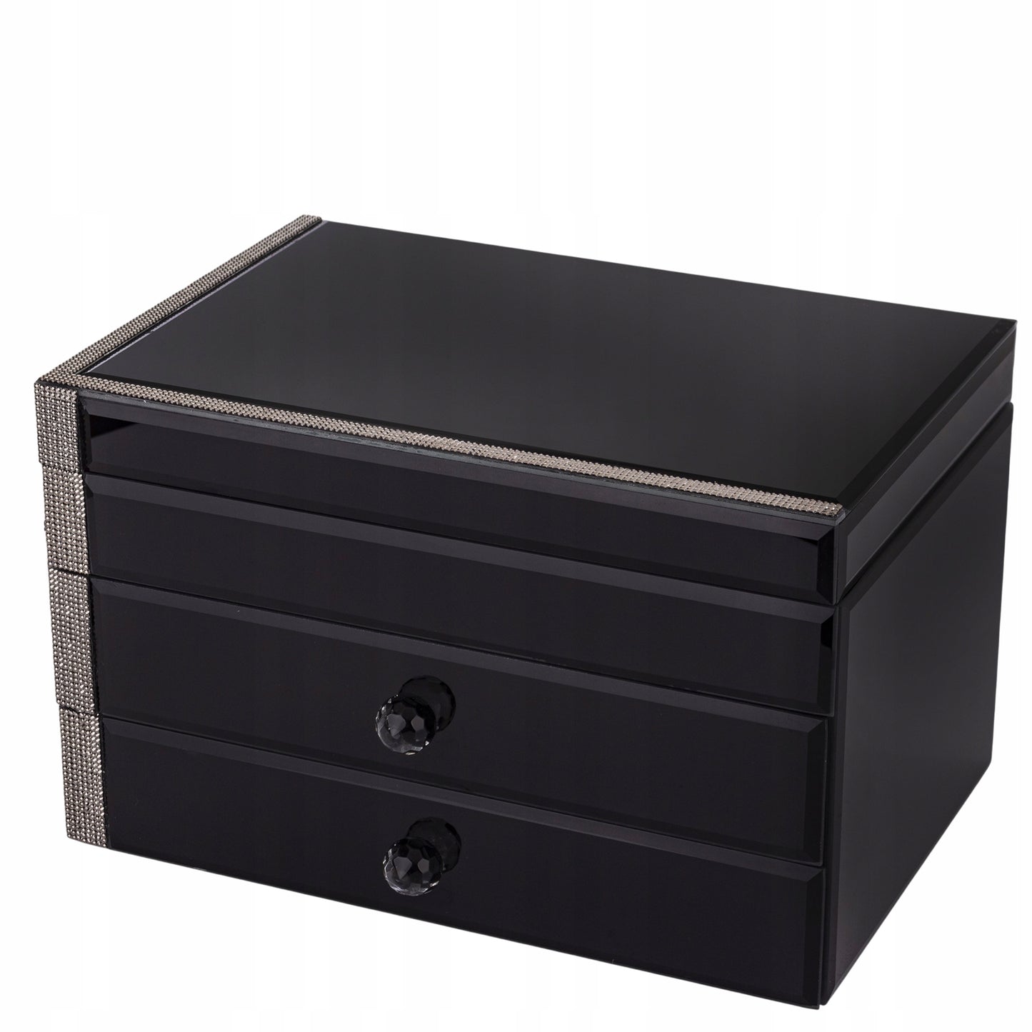 Szkatułka na biżuterię szklana premium z szufladkami pudełko organizer