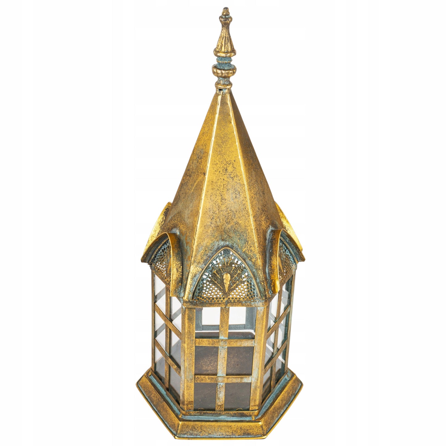 Lampion metalowy duży 50 cm złoty stylowy latarenka Świecznik