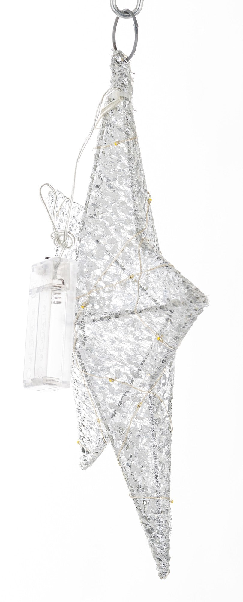 Ozdoba gwiazda LED tekstylna srebrna 31x30x6 cm