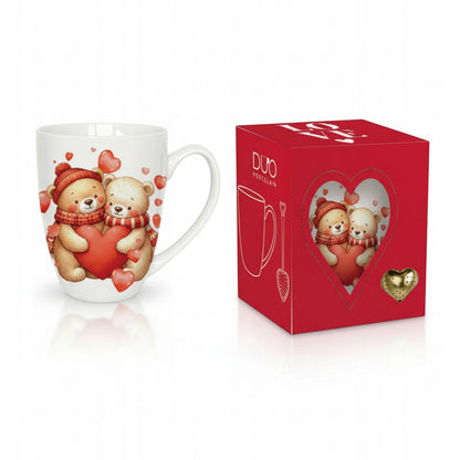 Kubek z zaparzaczem Serce 360 ml Misie z Sercami Porcelana Prezent