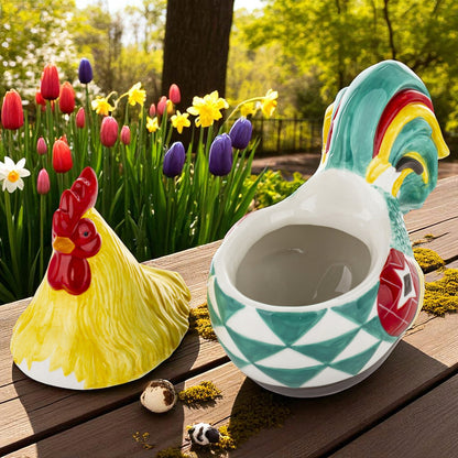 Figurka pojemnik ceramiczny z pokrywką kura 26 cm