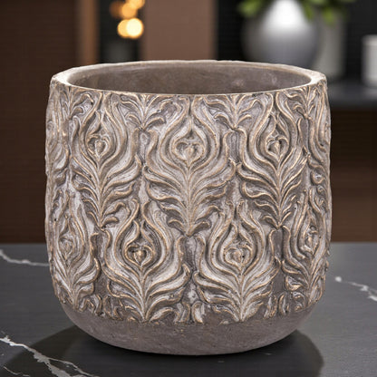 Osłonka brązowa cementowa 17 x 17 cm beton złoty