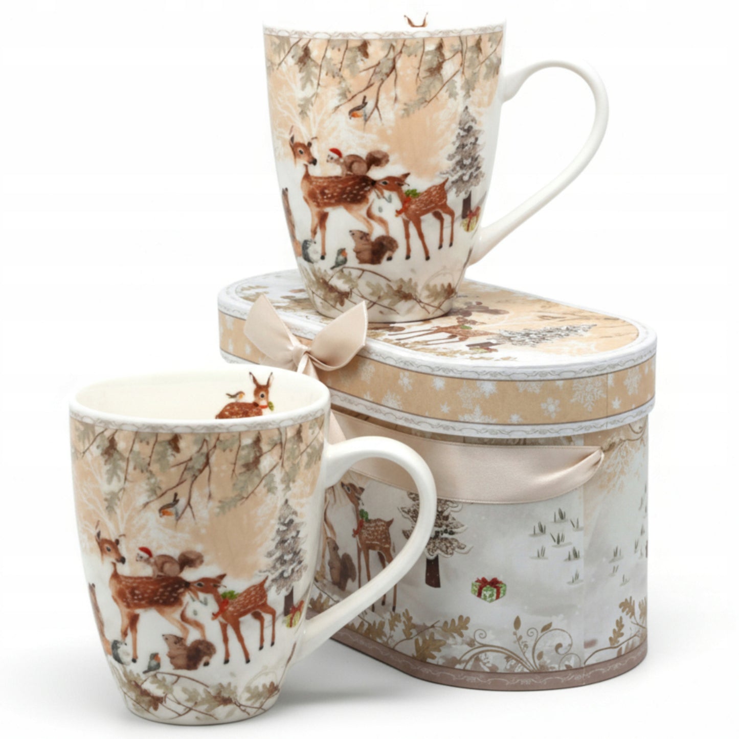 KUBKI KUBEK CERAMICZNE ZESTAW PREZENT ŚWIĘTA SARENKI Z PUDEŁKIEM 300 ML