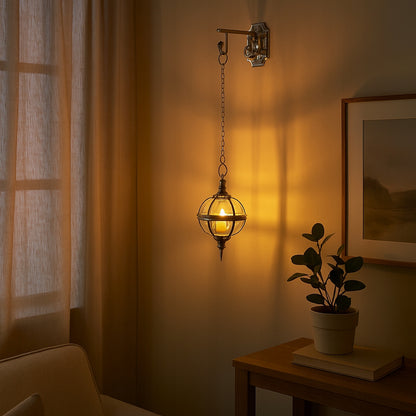 Lampion wiszący India House kula metalowo-szklany 119 cm dekoracja vintage