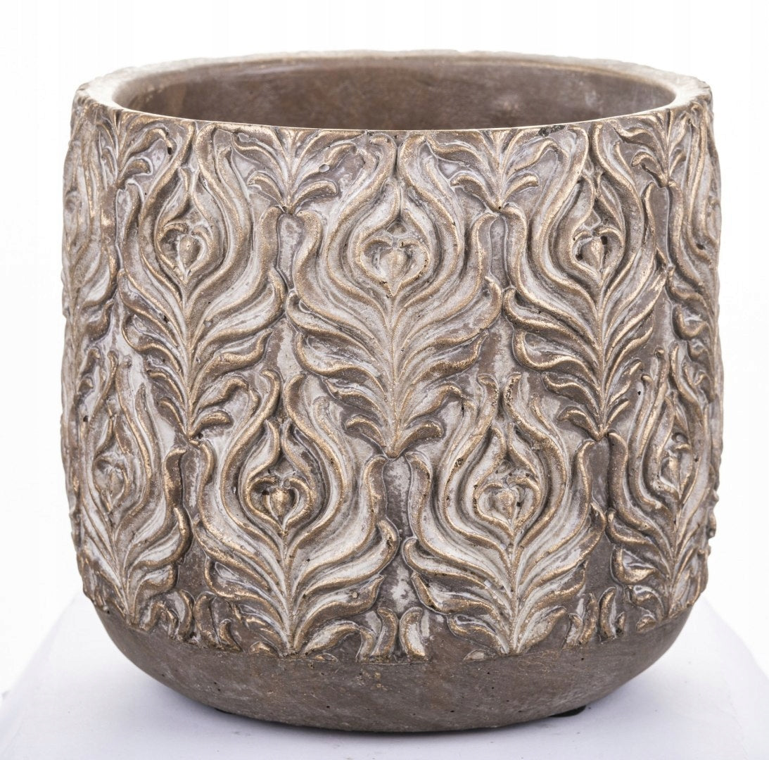 Osłonka brązowa cementowa 17 x 17 cm beton złoty